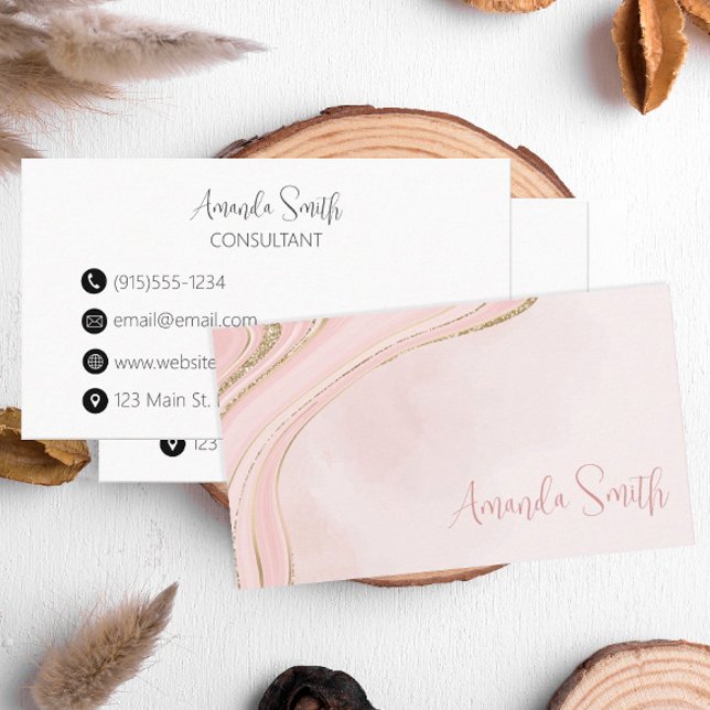 Modern Rosa Guld Glitter Visitkort (Pink and gold business cards)