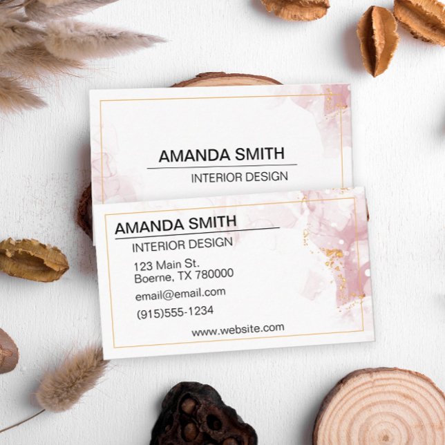 Modern rosa Guld Glitter Visitkort (Pink glitter business card)