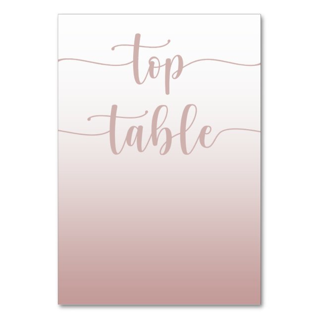Modern Rosa Guld Gradient Bröllops Övre Bord Bordsnummer (Framsidan)