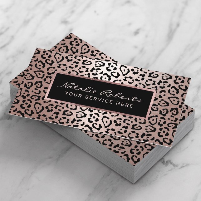 Modern Rosa Guld Leopard Skönhetssalong & Spa Visitkort (Skapare uppladdad)