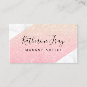 Modern rosa guld- makeup för glittervitmarmor visitkort