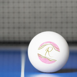 Modern Rosa & Guld Monogrammed ping pong bollar