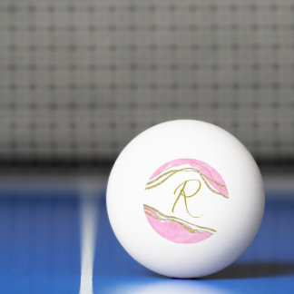Modern Rosa & Guld Monogrammed ping pong bollar