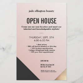 Modern Rosa Guld och Svart Färgbalans Skönhetssalo Flygblad