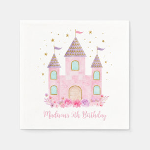 Modern Rosa Guld Princess Castle Birthday Pappersservett