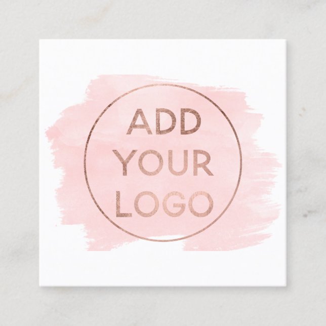 Modern rosa guld- rosa vattenfärg för fyrkantigt visitkort (Framsida)