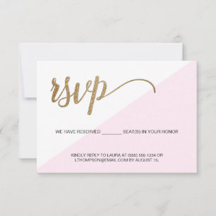 Modern Rosa Guld RSVP Ej skicka post Reserverad pl OSA Kort