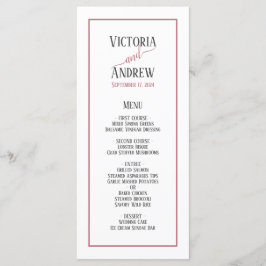 Modern Rosa Guld Script Minimal Bröllop Meny