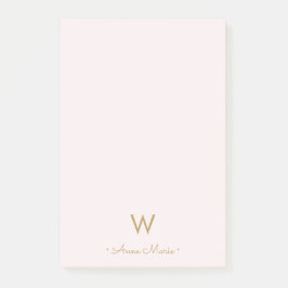 Modern Rosa Guld-skript, Monogram Post-it Block