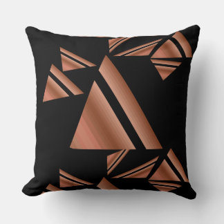 Modern Rosa Guld Svarta Geometriska Trianglar Kudde