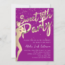Modern Rosa Guld Sweet 16:e Party Inbjudningar