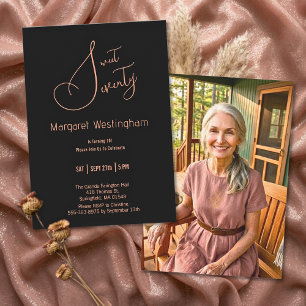 Modern Rosa Guld Sweet 70-års Foto Födelsedag Inbjudningar