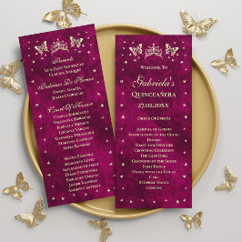 Modern Rosa Guld Tiara Butterfly 15:e Quinceañera Program