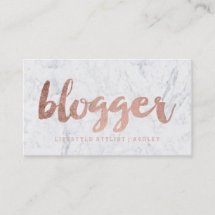 Modern rosa guld- typografimarmor för bloggare visitkort