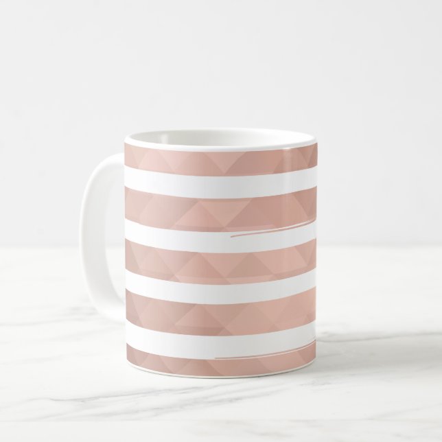 Modern rosa guld, vit chic i rand kaffemugg (Framsida vänster)