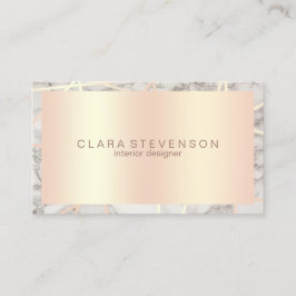 Modern rosa guld- & vitmarmorinsidaformgivare visitkort