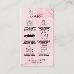 Modern Rosa Guld Watercolor Cake Care Visitkort