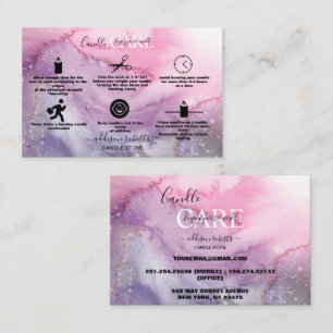 Modern Rosa Guld Watercolor Candle Care Busine Visitkort