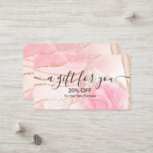 Modern Rosa Guld Watercolor Rabatt Card
