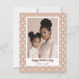 Modern Rosa Guldhjärtad Fotografi på Mors Dag Julkort