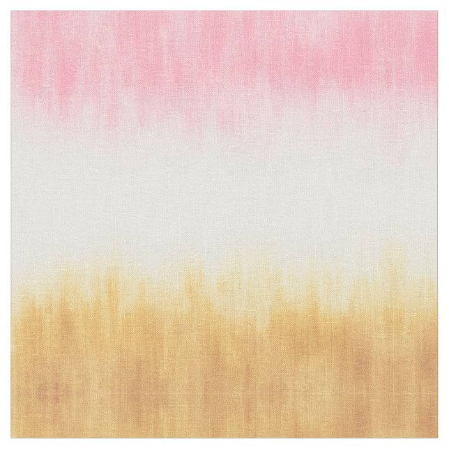 Modern Rosa Gult Brushstrokes Ombre Tyg (Närbild)