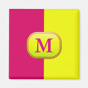 Modern Rosa & Gult Färg Block - Personlig Magnet