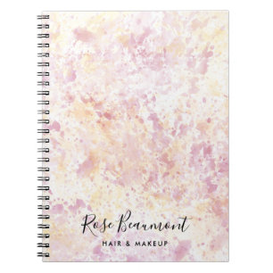 Modern Rosa Gult Watercolor Script Notebook Anteckningsbok