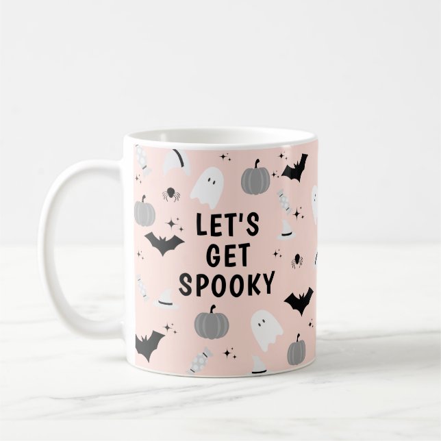 Modern Rosa Halloween Låt oss taloky Kaffemugg (Vänster)