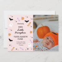 Modern Rosa Halloween Little Pumpkin Birth
