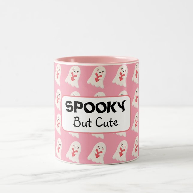 Modern Rosa Halloween-taloky men Cute Coffee Gift Två-Tonad Mugg (Center)