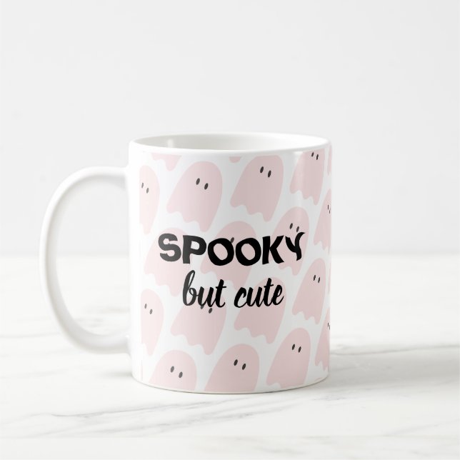 Modern Rosa Halloween-taloky men Cute Kaffemugg (Vänster)
