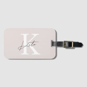 Modern Rosa Hand Script Monogram Bagagebricka