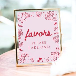 Modern Rosa Handritad Valentine Gunstår Skylt