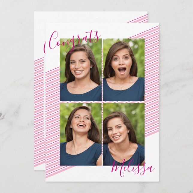 Modern Rosa har strippat in fotoinbjudningar till  Inbjudningar (Fram/baksida)