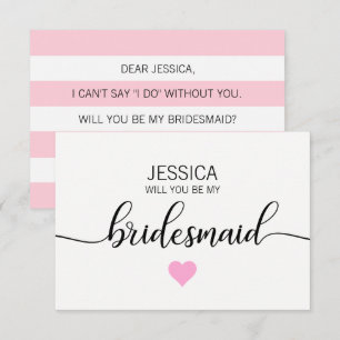 Modern ROSA Heart, blir du min Bridesmaid? Inbjudningar