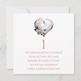 Modern Rosa Heart-Bröllop sätesdiagram- Inbjudningar