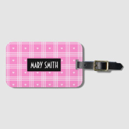 Modern Rosa Heart Collection Bagagebricka