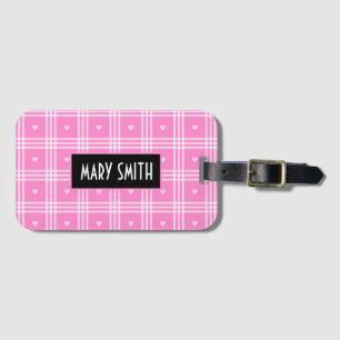 Modern Rosa Heart Collection Bagagebricka