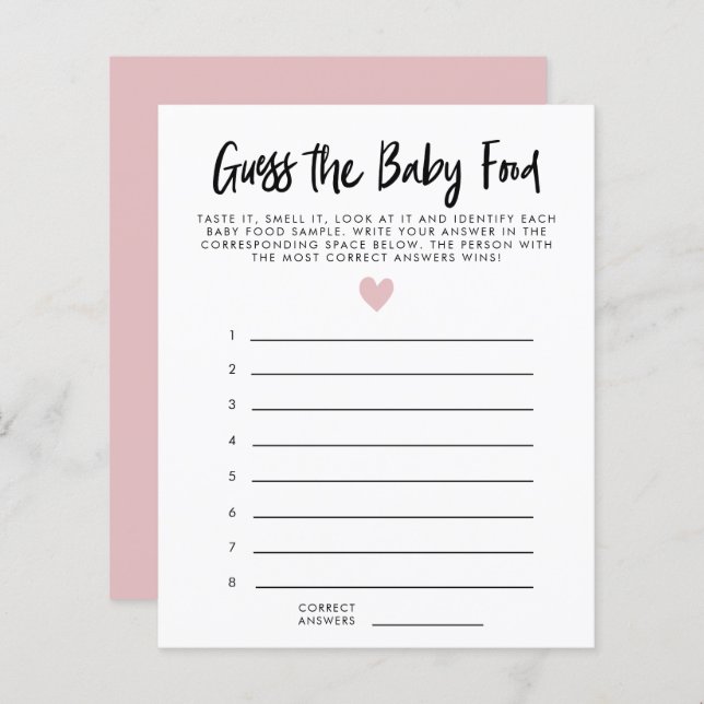 Modern Rosa Heart gissar att Baby-matstöten spelas (Fram/baksida)