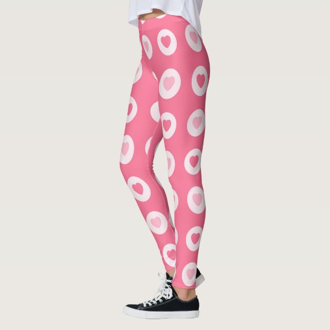 Modern Rosa Heart Kärlek Collection Leggings (Vänster)
