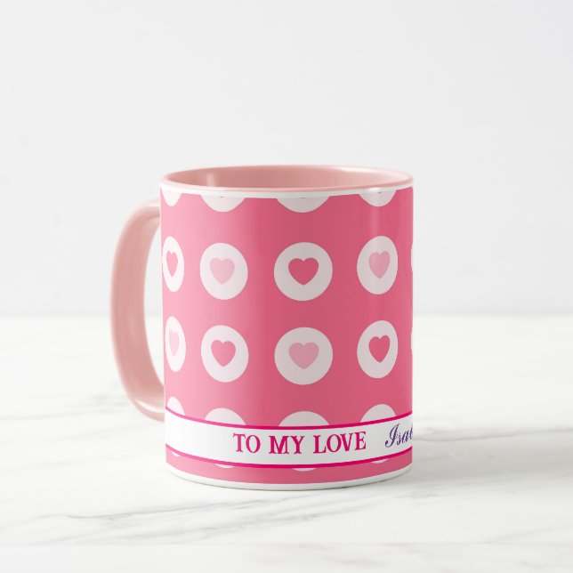 Modern Rosa Heart Kärlek Collection Mugg (Framsida vänster)