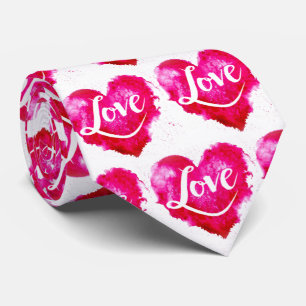 Modern Rosa Heart & Kärlek Typografi Slips