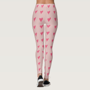 Modern Rosa Heart med vita prickar Mönster Leggings