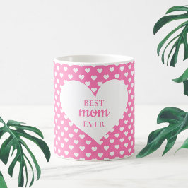Modern Rosa Heart Mönster Bästa Mamma någonsin Kaffemugg