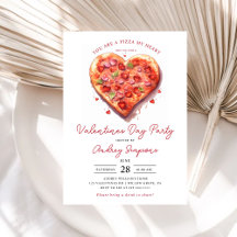 Modern Rosa Heart Pizza Valentines Party