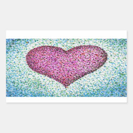 Modern Rosa Heart Pointillism Rektangulärt Klistermärke