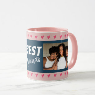Modern Rosa Hearts Best Friends Typography 2 Photo Mugg