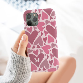 Modern Rosa Hearts Valentine Day Monogram Anpassni