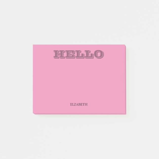 Modern Rosa Hej Post-it Block (Framsida)