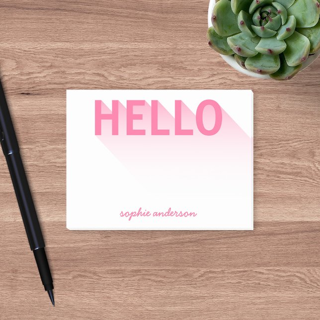 Modern Rosa Hej Post-it Block (Skapare uppladdad)